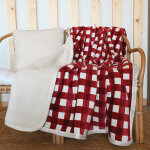 Jet� de canap� et lit motif vichy en polaire