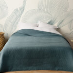 Jet� de lit uni 100% polyester bleu marine 180x240cm