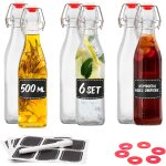 Jexnovashop - lot de 6 bouteilles en verre avec bouchon m�canique, 6 etiquettes avec stylo et 6 joints ...