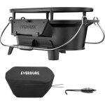 Jexnovashop - barbecue � charbon de bois portable - grille et housse en fonte emaill�e - po�le de table ...