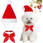 Jgd - 2 pi�ces costume de no�l pour chien chat, ensemble de chapeau noeud papillon de chien de no�l r�glable ...