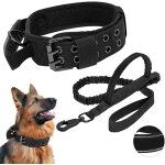 Jgd - collier de chien tactique militaire, r�fl�chissant avec poign�e collier de dressage r�glable a ...