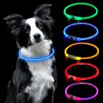 Jgd - collier led lumineux pour animaux rechargeable usb, imperm�able et r�glable pour petits, moyens ...