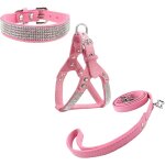 Jgd - ensemble collier et harnais pour chien - collier tendance en strass avec harnais et laisses - confortabl ...