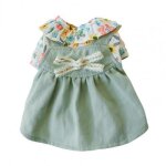 Jolie robe moelleuse a la mode, jupe a manches courtes pour chien, design floral, pour f�te