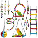 Jouets cage a oiseaux pour perroquets, jouet fiable et a m�cher, balan�oire, pont a m�cher, perles en ...