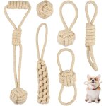 Jouet chien corde, lot de 6 jouets pour chien en corde avec balle a noeuds, jouet chien indestructible ...