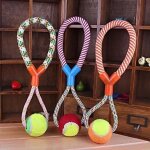 Jouet pour chien corde noeud coulant réglable epaisse avec balle de tennis Jouet pour chien corde noeud coulant réglable epaisse avec balle de tennis