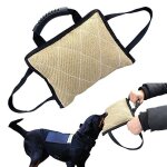 Jouet d'entra�nement durable pour chiens, 3 poign�es, oreiller en lin et jute