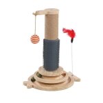 Jouet a griffer pour chat 26 x 40 cm lex plumes, circuit a balle et brosse massage