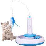 Jouet d'int�rieur interactif pour chat avec plume rotative electrique a 360 et stylo de jeu de puzzle ...