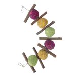Jouet a m�cher boule et b�ton naturel oreilles d'orge avec herbe et roses pour lapin, hamster, perroquet, ...