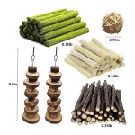 Jouets a mâcher en forme de lapin, 6 pièces, cordes en bois suspendues, bâtonnets d'herbe, postiches ... Jouets a mâcher en forme de lapin, 6 pièces, cordes en bois suspendues, bâtonnets d'herbe, postiches ...