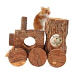 Jouet a mcher pour petits animaux de compagnie, forme de train de tunnel de hamster en bois, cachette ...