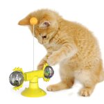Jouet moulin a vent pour chat, puzzle boule a plumes, plateau tournant amusant, interactif, 3 couleurs ...