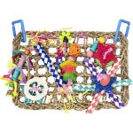 Jouet oiseau en paille, jeu de rongeur, filet d'escalade, perroquet amusant