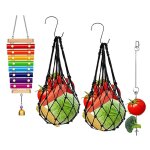 Jouets pour poulailler 4 pi�ces, mangeoire suspendue pour fruits et l�gumes, accessoires pour poulailler, ...