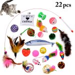 Jouets souris amusante pour chat, 22 pices, boules de sisal, cataire, poisson, jeu de plumes, fournitures ...