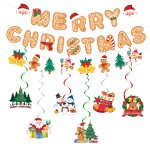 Joyeux no�l en spirale suspendue, d�coration de banni�re de no�l, fournitures de d�coration de f�te de ...