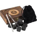 Jum - 9 pierres a whisky de 2 x 2 cm, coffret cadeau haut de gamme, boîte en bois, sac en velours, pince, ... Jum - 9 pierres a whisky de 2 x 2 cm, coffret cadeau haut de gamme, boîte en bois, sac en velours, pince, ...