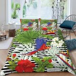 Jungle feuilles de palmier housse de couette x imprim�� d perroquets parure de lit personnes ado fille ...