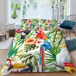 Jungle feuilles de palmier housse de couette x imprim�� d toucan parure de lit personnes ado fille enfants ...