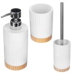 Kadax ensemble de salle de bain 3 en 1, distributeur de savon, tasse de salle de bain, brosse de toilette ...