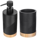 Kadax ensemble de salle de bain ensemble distributeur de savon liquide tasse de salle de bain noir