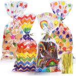 Kal - 100 pièces sacs a biscuits sachet transparent plastique style arc - en - ciel, 4 modèles sachet ... Kal - 100 pièces sacs a biscuits sachet transparent plastique style arc - en - ciel, 4 modèles sachet ...