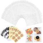 Kal - 100 pi�ces sachets transparents bonbons, 10 * 10cm sachet plastique bonbon no�l a pois blanc sac ...