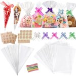 Kal - 100pcs sachet bonbon transparent, sachet plastique transparent et 108 autocollants, 50 cravate ... Kal - 100pcs sachet bonbon transparent, sachet plastique transparent et 108 autocollants, 50 cravate ...