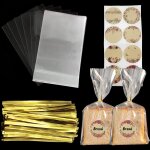 Kal - 150 pices sac sachet bonbon, 15 x 25cm sachets transparent, sac cellophane sac opp avec 160 ruban ...