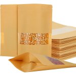 Kal - 150pcs sac papier kraft avec fenetre, 20x14x4cm sachet kraft zip, pochette kraft alimentaire avec ... Kal - 150pcs sac papier kraft avec fenetre, 20x14x4cm sachet kraft zip, pochette kraft alimentaire avec ...