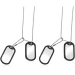 Kal - 2 pices collier dog tags, collier plaque militaire personnalis, plaques d'identit avec silencieux, ...