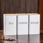 Kal - lot de 3 botes a th, caf et sucre en mtal, blanc, 1000 ml