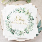 Kal - lot de 40 serviettes en papier vintage avec couronne d'eucalyptus - vert et doré - pour mariage, ... Kal - lot de 40 serviettes en papier vintage avec couronne d'eucalyptus - vert et doré - pour mariage, ...