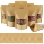 Kal - 42pcs sachet alimentaire, sac papier kraft avec fenetre, rutilisable sachet craft, standable sachet ...