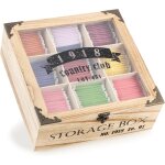 Kal - bote de rangement pour sachets de th rustique - bote a th avec 9 compartiments, fentre et ...
