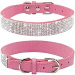 Kal - collier pour chien avec strass, en cuir synthtique doux, taille l, rose