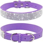 Kal - collier pour chien avec strass, en cuir synthétique doux, taille l, violet Kal - collier pour chien avec strass, en cuir synthétique doux, taille l, violet