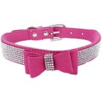 Kal - collier pour chien avec strass, en cuir synthtique doux, taille xs, rose vif 1