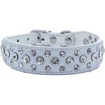 Kal - collier en cuir synthtique avec strass pour chien ou chat, taille m, blanc