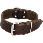 Kal - collier large pour chien cuir gras - pour chiens de moyenne et grande taille - solide, durable, ...
