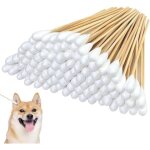 Kalanka - 100 cotons - tiges pour chiens, nettoyant oreilles long pour animaux, b�tonnets d'oreilles ...
