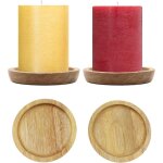 Kalanka - lot de 2 bougeoirs ronds en bois de cyprs de 10 cm de diamtre, bougeoirs pour bougies piliers, ...