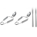 Kalanka - 2 pinces a escargots + 2 fourchettes en acier inoxydable ¿ set de couverts a escargots professionne ...