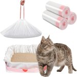 Kalanka - 30 sacs a litire pour chat xxl (115x45 cm) - sacs poubelles epais anti - fuite avec cordon ...