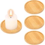 Kalanka - lot de 4 bougeoirs en bambou pour bougies piliers, assiettes rondes, assiettes dcoratives ...