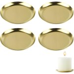 Kalanka - lot de 4 bougeoirs ronds en acier inoxydable de 10, 2 cm pour bougies piliers, bougies parfumées ...