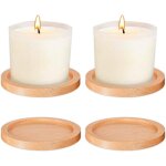 Kalanka - 4 pices assiette en bois l'assiette pour bougies, sous - verres ronds en bois pour bougies, ...